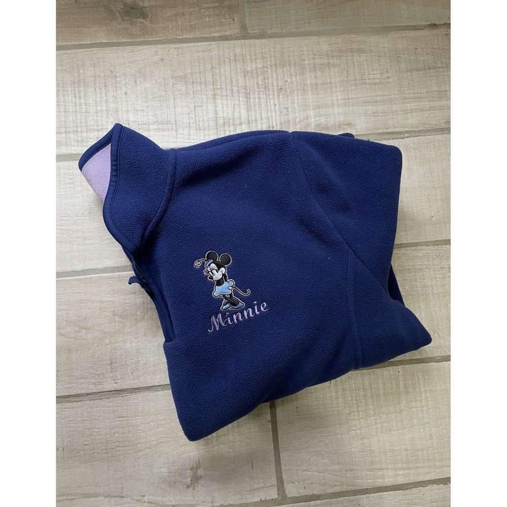 Minnie Mouse Womens XL Full Zip Fleece Jacket Disney Embroidered Blue Purple - Picture 9 of 9